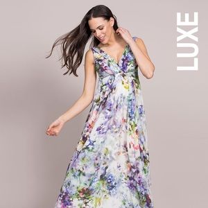 Seraphine Luxe floral silk maternity maxi dress